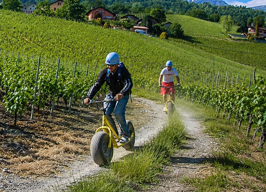 Descente en trottinette tout-terrain